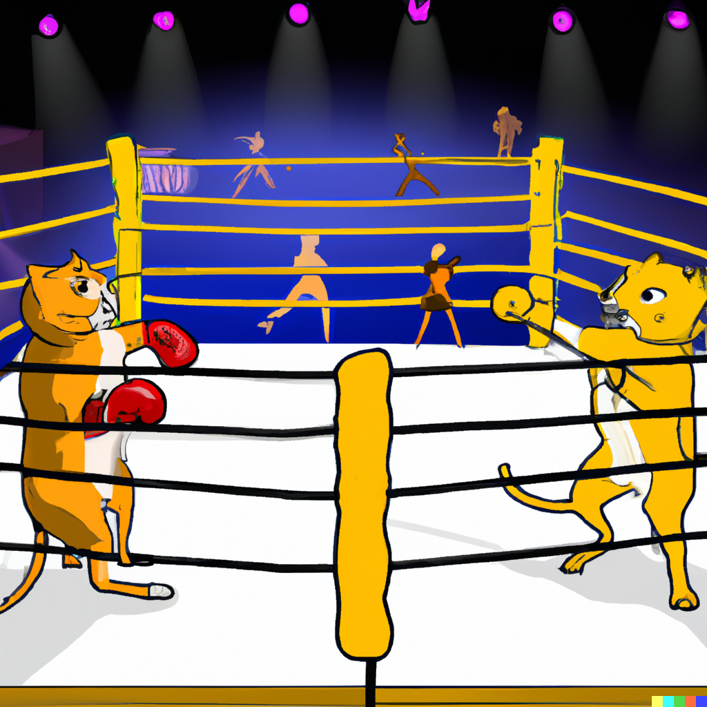 two cats in a boxing match